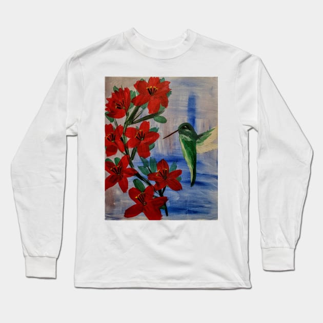 hummingbirds feeding on some nectar Long Sleeve T-Shirt by kkartwork